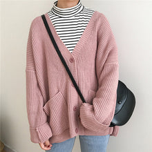 Load image into Gallery viewer, 2020 Korean Women Sweater Cardigan Double Pocket Design Female Knitted Cardigan Knit Sweater Autumn Winter Tops
