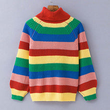 Load image into Gallery viewer, Simenual Rainbow turtleneck sweaters women winter 2018 jumpers knitted clothes fashion striped oversized pullover female sale
