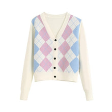Load image into Gallery viewer, TRAF Women Cardigan Vintage Stylish Geometric Pattern Short Knitted Sweater Fashion Long Sleeve England Style Outerwear Chaqueta
